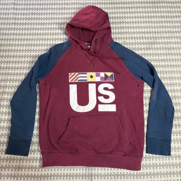 KITH Acedemy Hartford Hoodie Burgundy Navy Men Sz L Preowned - Picture 1 of 6